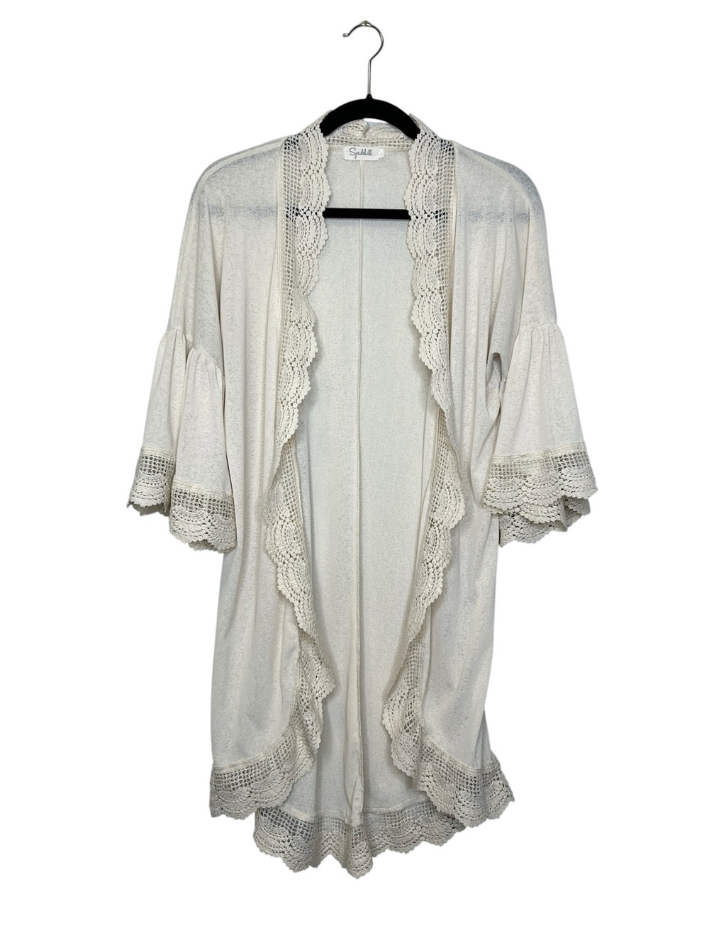 SPADEHILL Bohemian Bell Sleeve Open Front Vacation Coverup Cardigan size Medium